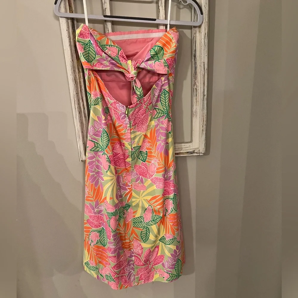 Lilly Pulitzer Dress Easter Size 2 Sabrina Printed Strapless Frog Floral - Picture 2 of 7